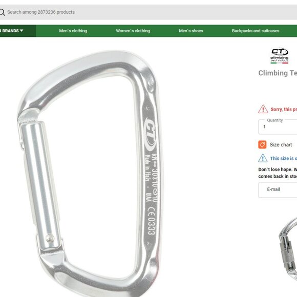 D Shape Carabiner Snap Hook Made in Italy - Picture 4 of 8